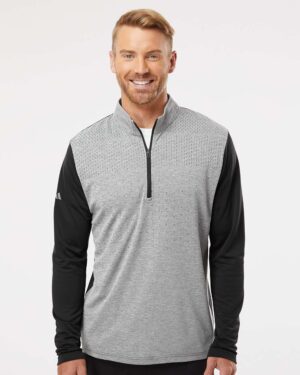 Adidas Men's Ultimate365 Heather Block Print Quarter-Zip Pullover - Image 4