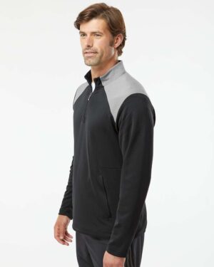 Adidas Men's Textured Mixed Media Quarter-Zip Pullover - Image 5