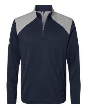Adidas Men's Textured Mixed Media Quarter-Zip Pullover - Image 7