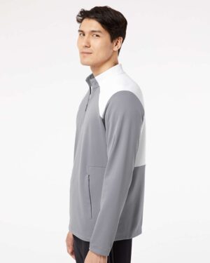 Adidas Men's Textured Mixed Media Quarter-Zip Pullover - Image 17
