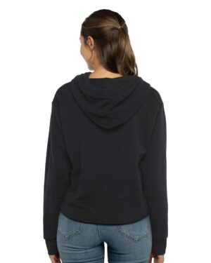 Next Level Women's Laguna Sueded Raw Edge Crop Hoodie Sweatshirt - Image 5
