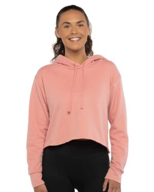 Next Level Women's Laguna Sueded Raw Edge Crop Hoodie Sweatshirt - Image 9