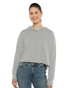 Next Level Women's Laguna Sueded Raw Edge Crop Hoodie Sweatshirt - Image 14