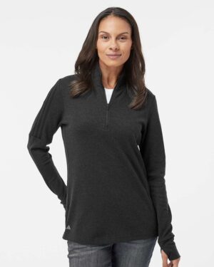 Adidas Women's 3-Stripes Quarter-Zip Sweater Pullover - Image 10