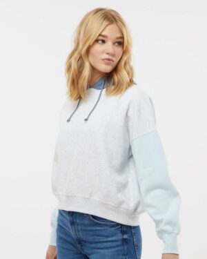 MV Sport Women's Sueded Fleece Colorblocked Crop Hooded Sweatshirt - Image 5