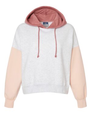 MV Sport Women's Sueded Fleece Colorblocked Crop Hooded Sweatshirt - Image 7