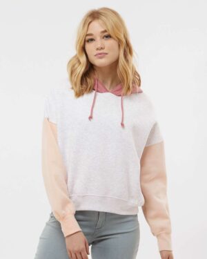 MV Sport Women's Sueded Fleece Colorblocked Crop Hooded Sweatshirt - Image 10