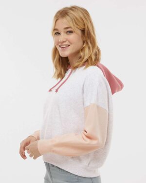 MV Sport Women's Sueded Fleece Colorblocked Crop Hooded Sweatshirt - Image 11