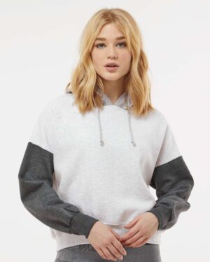 MV Sport Women's Sueded Fleece Colorblocked Crop Hooded Sweatshirt - Image 16