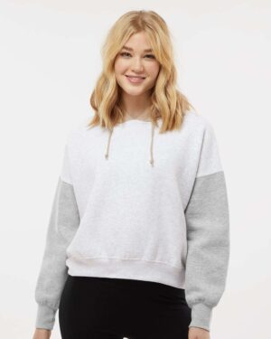 MV Sport Women's Sueded Fleece Colorblocked Crop Hooded Sweatshirt - Image 22