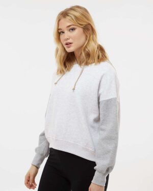 MV Sport Women's Sueded Fleece Colorblocked Crop Hooded Sweatshirt - Image 23