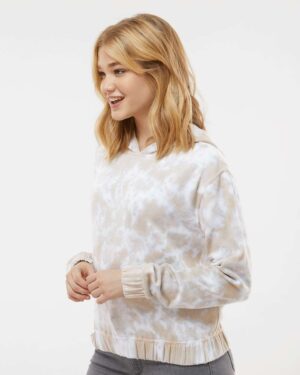 MV Sport Women's Sueded Fleece Tie-Dyed Crop Hooded Sweatshirt - Image 5