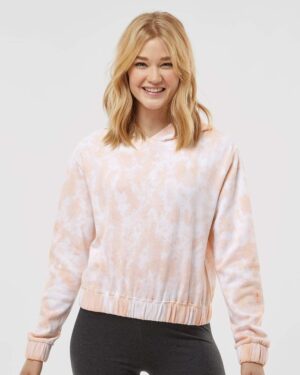 MV Sport Women's Sueded Fleece Tie-Dyed Crop Hooded Sweatshirt - Image 10