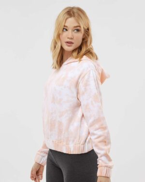 MV Sport Women's Sueded Fleece Tie-Dyed Crop Hooded Sweatshirt - Image 11