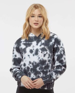 MV Sport Women's Sueded Fleece Tie-Dyed Crop Hooded Sweatshirt - Image 16