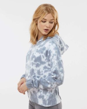 MV Sport Women's Sueded Fleece Tie-Dyed Crop Hooded Sweatshirt - Image 23