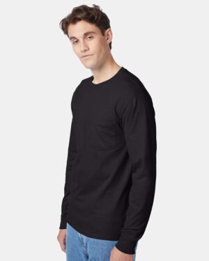 Hanes Men's Authentic Long Sleeve Pocket T-Shirt - Image 5