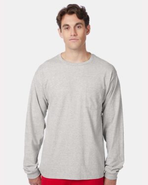 Hanes Men's Authentic Long Sleeve Pocket T-Shirt - Image 10