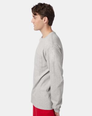 Hanes Men's Authentic Long Sleeve Pocket T-Shirt - Image 11