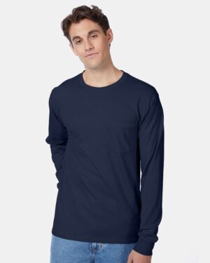 Hanes Men's Authentic Long Sleeve Pocket T-Shirt - Image 16