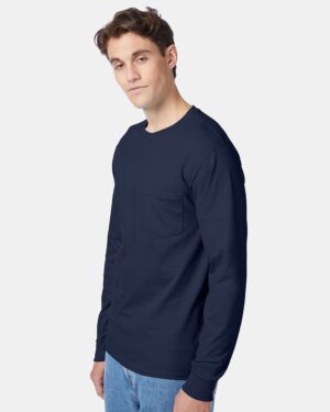 Hanes Men's Authentic Long Sleeve Pocket T-Shirt - Image 17