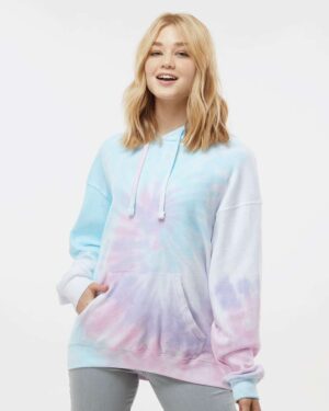 Colortone Unisex Tie-Dyed Cloud Inside-Out Fleece Hooded Sweatshirt - Image 24