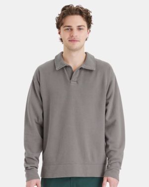 ComfortWash by Hanes Unisex Garment-Dyed Polo Collar Sweatshirt - Image 7