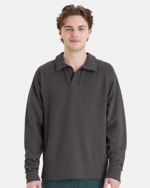 ComfortWash by Hanes Unisex Garment-Dyed Polo Collar Sweatshirt - Image 19