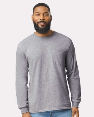 Gildan Unisex Ultra Cotton® Long Sleeve Pocket T-Shirt - Image 28