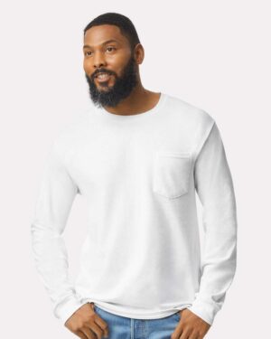 Gildan Unisex Ultra Cotton® Long Sleeve Pocket T-Shirt - Image 34
