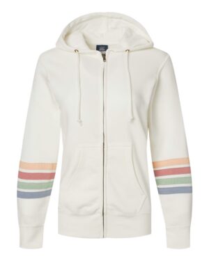 MV Sport Women's Striped Sleeves Full-Zip Hooded Sweatshirt - Image 13