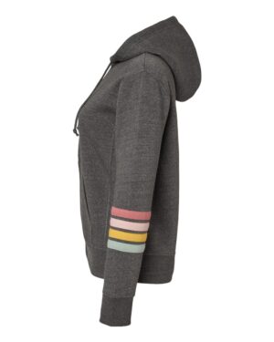 MV Sport Women's Striped Sleeves Full-Zip Hooded Sweatshirt - Image 3