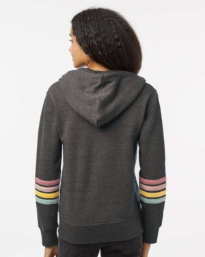 MV Sport Women's Striped Sleeves Full-Zip Hooded Sweatshirt - Image 6