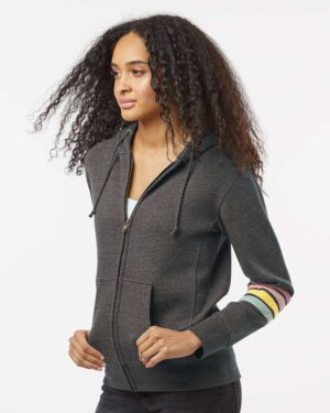 MV Sport Women's Striped Sleeves Full-Zip Hooded Sweatshirt - Image 5