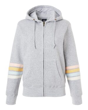 MV Sport Women's Striped Sleeves Full-Zip Hooded Sweatshirt - Image 7