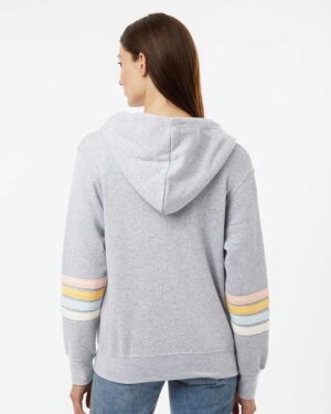 MV Sport Women's Striped Sleeves Full-Zip Hooded Sweatshirt - Image 12