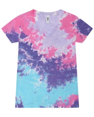 Colortone Women's Tie-Dyed V-Neck T-Shirt - Image 1