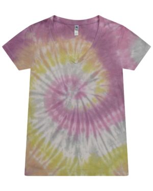 Colortone Women's Tie-Dyed V-Neck T-Shirt - Image 2