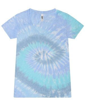 Colortone Women's Tie-Dyed V-Neck T-Shirt - Image 4