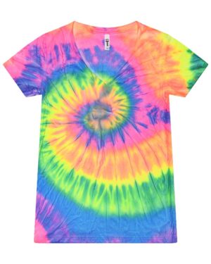 Colortone Women's Tie-Dyed V-Neck T-Shirt - Image 5