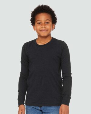 BELLA + CANVAS Youth Heather CVC Long Sleeve Tee - Image 7