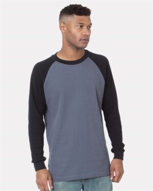 Bayside Men's USA-Made Heavyweight Waffle Knit Thermal Raglan T-Shirt - Image 3