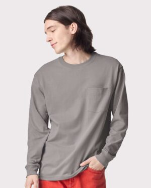 American Apparel Unisex Super Heavyweight Long Sleeve Pocket Tee - Image 22