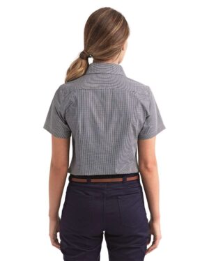 Artisan Collection by Reprime Women's Microcheck Gingham Short Sleeve Cotton Dress Shirt - Image 6