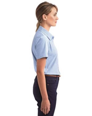 Artisan Collection by Reprime Women's Microcheck Gingham Short Sleeve Cotton Dress Shirt - Image 11