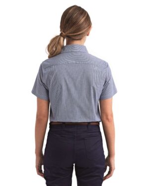 Artisan Collection by Reprime Women's Microcheck Gingham Short Sleeve Cotton Dress Shirt - Image 18