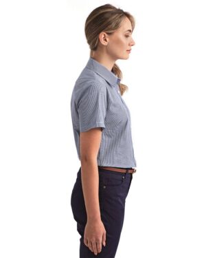 Artisan Collection by Reprime Women's Microcheck Gingham Short Sleeve Cotton Dress Shirt - Image 17
