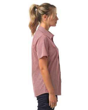 Artisan Collection by Reprime Women's Microcheck Gingham Short Sleeve Cotton Dress Shirt - Image 23