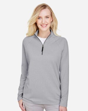 Devon & Jones Women's CrownLux Performance® Clubhouse Micro-Stripe Quarter-Zip Pullover - Image 3