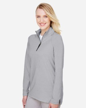 Devon & Jones Women's CrownLux Performance® Clubhouse Micro-Stripe Quarter-Zip Pullover - Image 4